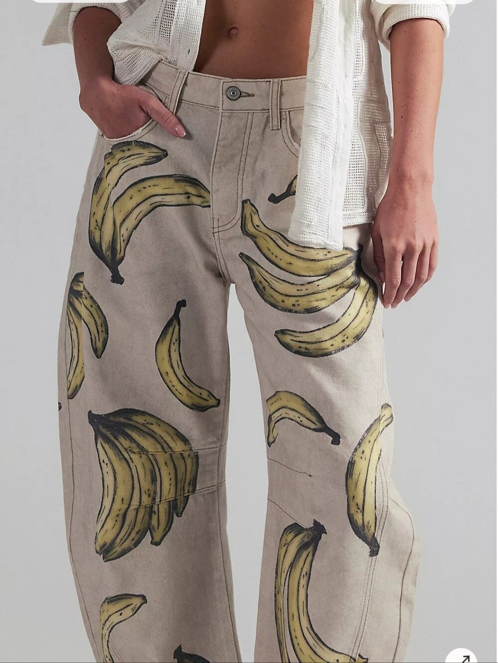 NWT We The Free Printed Good Luck Barrel Jeans in Go Bananas - Picture 4 of 15